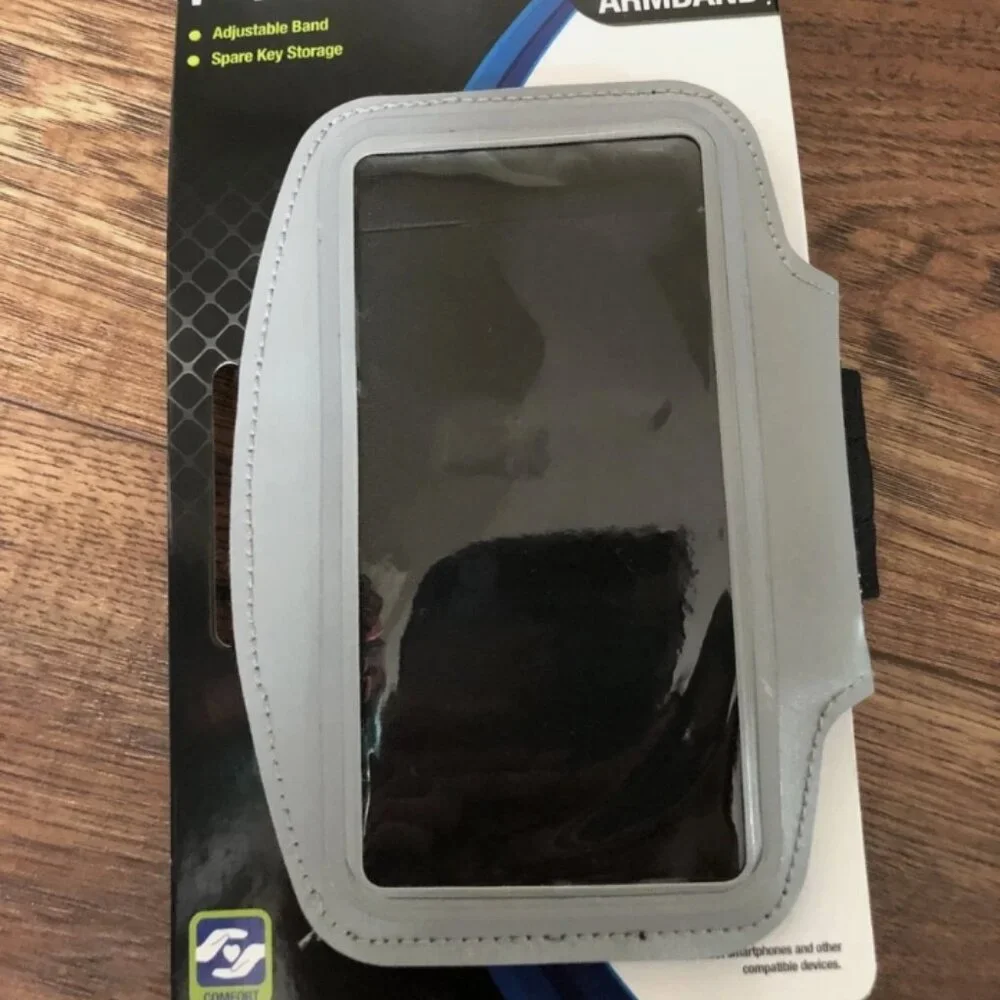 Pro Strength Active Armband Adjustable Band Phone Spare Key Storage NEW Gray FS